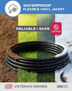 Iron Forge Cable 100 Ft Black Extension Cord with 3 Outlets - 16/3 SJTW 100 Foot Extension Cord 3 Prong, Weatherproof Exterior Power Cable for Outdoor