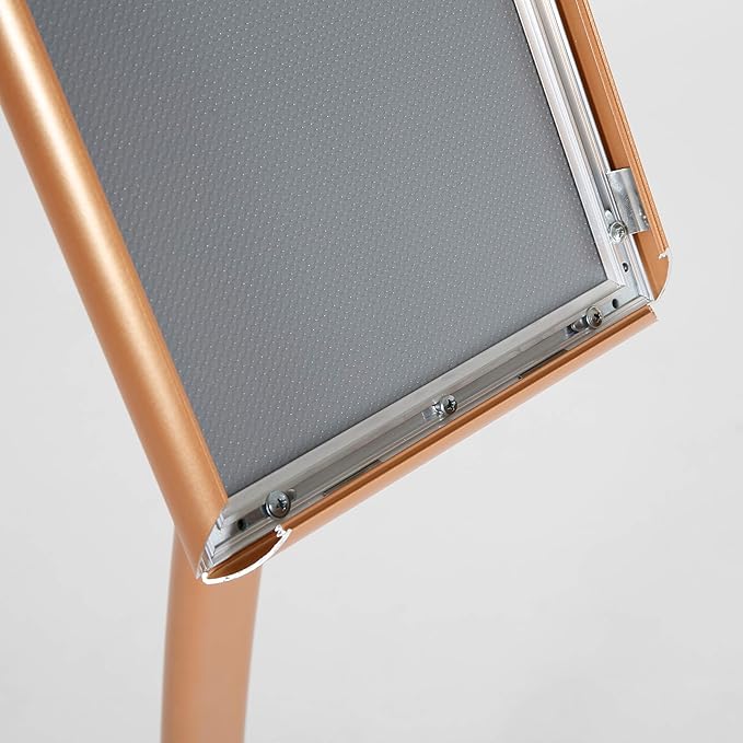 M&T Displays Curved Menu Board, 8.5x11 Pedestal Sign Holder Copper Floor Standing Aluminum Front Loading Easy Open Poster Message Advertisement Holder For Restaurant Cafe Hotel