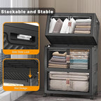 Extra Large Stackable Storage Bins with Lids & Wheels & Door, 672QT-112QT/28GAL*6Pack Foldable Collapsible Closet Organizers, Plastic containers drawers for bedroom Dorm
