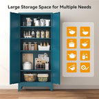 COFaR 71" Pantry Cabinet in Peacock Blue, 5-Tier Storage with Adjustable Shelves, Modern Statement Cupboard for Kitchen, Bathroom & Living Room