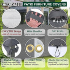 Heavy Duty Patio Furniture Covers Waterproof, 600D Outdoor Furniture Cover Waterproof for Sectional Sofa Couch, Outdoor Dining Table and Chair Set Covers 106''L x 106''W x 32''H, Grey