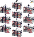 VENO 10 Pack Moving Bags and Large Christmas Storage Bins with lids. Alternative to Moving Boxes, Packing Supplies for College. Extra Large Heavy Duty Totes for Packaging (Clear, 10 Pack)