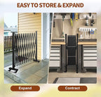 TECSPACE Aluminum Expandable Garden Fence, Portable Barricade Gate with Casters, Expansion Size 126×15.2×40.6 inches, Adjustable Retractable Fence Mobile Barricade Safety Barrier