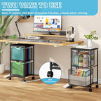Rolling File Cart with 2 Storage Drawers, File Cabinet with Wheels, Hanging File Folder Organizer, Under Desk Storage, Printer Stand Utility Cart Filing Cabinet for Home Office,Black