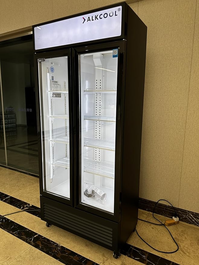 Commercial Beverage Refrigerator Display Fridge, Two Glass Door Upright Drink Cooler with LED Light Adjustable Shelves,ETL Sanitation,18.5 Cu Ft,35.6" Wide(Hinge Door