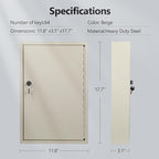 SHANTRA Key Box Cabinet, Wall Mount 64 Position Metal Locking Key Cabinet Organizer - Key Storage Box with Key Tags, Adjustable Lockbox for Keys, Secure Holder for Home, Hotels, and Valets - White
