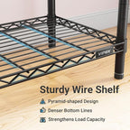 VIPEK R2 Plus Heavy Duty Rolling Garment Rack 3 Tiers Adjustable Wire Shelving Clothes Rack with Double Rods and Side Hooks, Freestanding Wardrobe Storage Rack Metal Clothing Rack, Black