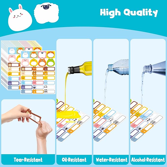 208 PCS Baby Food Labels, 26 Adorable Designs Removable Food Name Stickers Self-Adhesive Water/Oil/Tear Resistant for Baby, Kids, Toddlers Food Containers, Water Bottles, School Supplies, Mason Jars