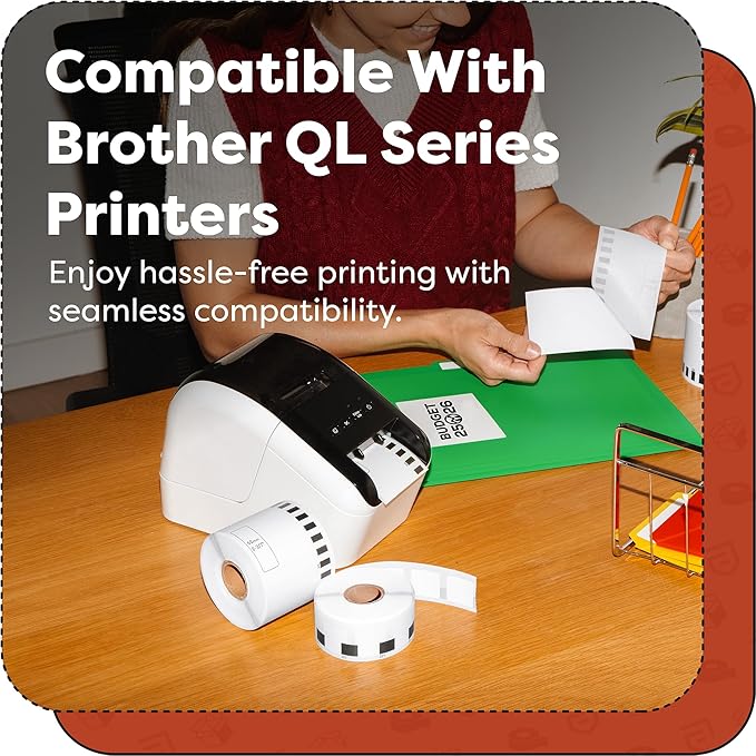 Aegis Adhesives - Compatible Labels Replacement for Brother DK-1202 (2.4" X 3.9") Shipping & Postage, Use with QL Label Printers - 12 Rolls + 1 Frame