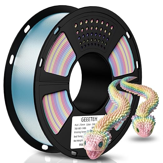 GEEETECH Silk Rainbow PLA Filament 1.75mm, 3D Printer Filament 1kg Spool (2.2lbs), Shiny Multicolor Gradient PLA, +/- 0.02 mm Accuracy, Low Warping, 3D Printing Filament Fits Most FDM 3D Printers