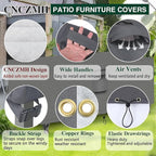 Heavy Duty Patio Furniture Covers Waterproof, 600D Outdoor Furniture Cover Waterproof for Sectional Sofa Couch, Outdoor Dining Table and Chair Set Covers 84''L x 44''W x 28''H, Grey