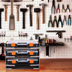 P-SH-Tote Shelf Kit for Van Shelving Storage, 3 Plastic Storage Box w/ 1 set Organizer Holder for Small Parts, Screws and Hardwares