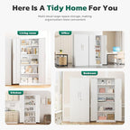 Greenvelly Metal Storage Cabinet, 63" H Locking Metal Storage Cabinet with Doors and 4 Shelves, Lockable Steel Cabinets for Kitchen, Bedroom, Living Room, Office (White)