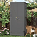 LUCYPAL Outdoor Storage Cabinet Waterproof,Metal Storage Shed with Shelves,Tool Shed with Lockable Doors and Slooping Roof for Garden,Backyard,Patio Lawn,Grey