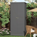 LUCYPAL Outdoor Storage Cabinet Waterproof,Metal Storage Shed with Shelves,Tool Shed with Lockable Doors and Slooping Roof for Garden,Backyard,Patio Lawn,Grey
