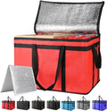 XXXL Insulated Food Delivery Bag - Reusable Thermal Cooler Grocery Bags for Catering&Delivery, Pizza Carrier for Events, Large Capacity Bag Keeps Food Hot/Cold for Shopping, Commercial (Red with Base)