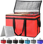 XXXL Insulated Food Delivery Bag - Reusable Thermal Cooler Grocery Bags for Catering&Delivery, Pizza Carrier for Events, Large Capacity Bag Keeps Food Hot/Cold for Shopping, Commercial (Red with Base)