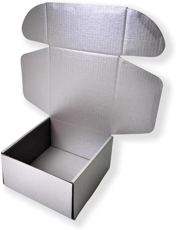 10 Pcs 9.8 x 9.8 x 4 inches Large Size Corrugated Cardboard Gift Boxes Recyclable Shipping Boxes for Mailing & Holidays, Wedding, Birthday, Gifts Packaging (Silver, 9.8 x 9.8 x 4")