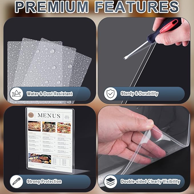 AKONEGE 5PCS 11" x 14" Rigid Print Protectors Hard Plastic Sheet Page Protectors Heavy Duty Top Loading Menu Covers Poster Sleeves Clear Plastic Paper Sleeves for Magazine Prints Photo Document