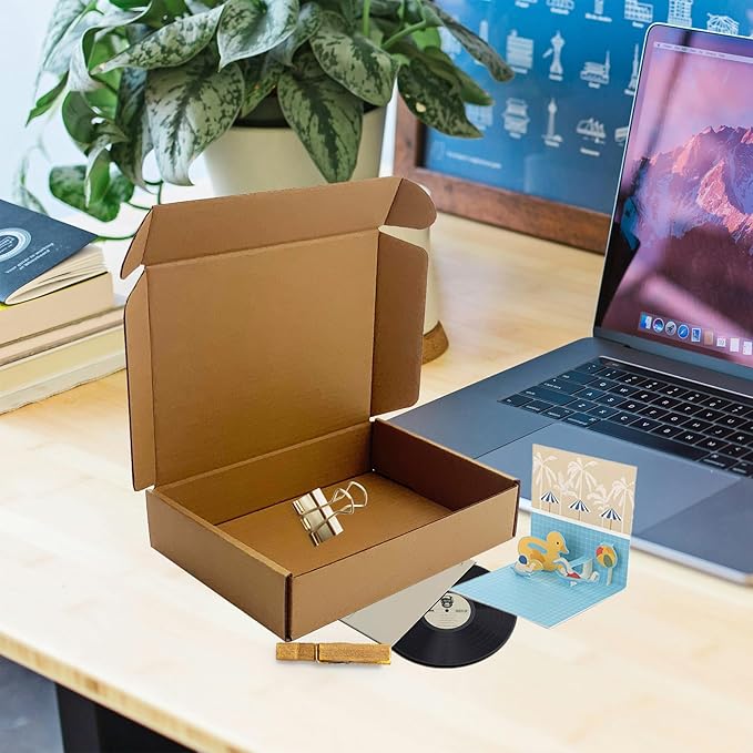 7x5x1.5 inch Small Shipping Boxes 50 Pack, Brown Corrugated Cardboard Mailer Boxes Bulk for Packaging Business Mailing Gift， Mini Mailer Boxes for Packaging Supplies Business Present