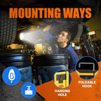 WARSUN 2PC LED Work Light Rechargeable, Magnetic COB Portable Worklights, 40w 1500 Lumens,Metal Hanging Hook 3 Lighting Modes, Job Site Lighting for Car Repairing,Camping,Hunting,Yellow Blue