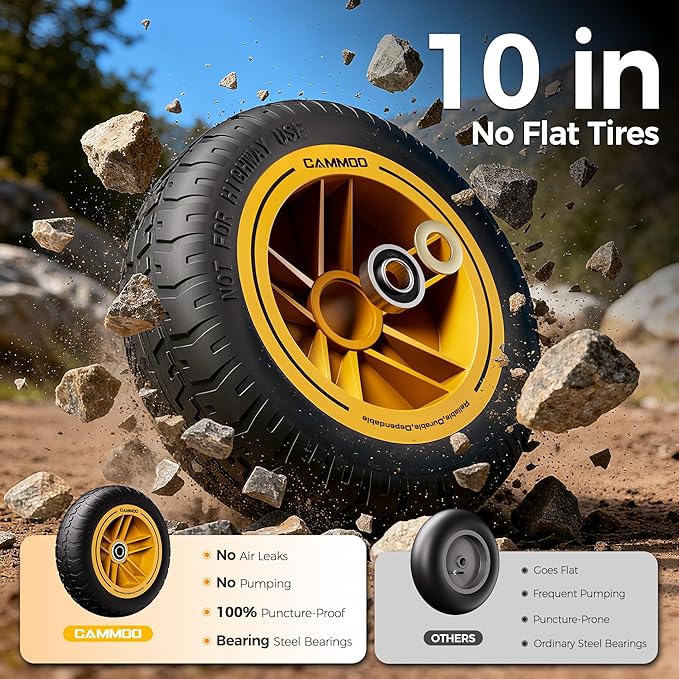 10-in NO-FLAT TIRES 600lb Heavy-Duty Garden Dump Cart 4 Cu.Ft. Utility Wagon with Quick-Release Dumping & Prime Grade 100% Virgin Polypropylene - Not Recycled Material for Landscaping Gardening