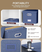 2 Pack File Storage Organizer, Document Organizer, Portable File Box with Lid, Fit for Letter/Legal File Folder Storage,Blue-Box only