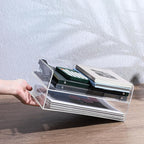 2 Pack Stackable Acrylic Paper Organizer Tray Clear Desk Letter Tray for Office A4 Size Clear Workspace Office Supplies Organizers Transparent Document Sorter