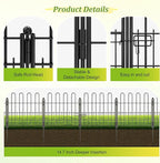 Bepatio Decorative Garden Fence Animal Barrier with Gate, 24in (H) x 20ft (L) 10 Panels Decorative Dog Fence Outdoor for Yard, Heavy Duty Rustproof Metal Fence Border, Flower Bed, Easy Setup, Black