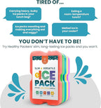 Healthy Packers Reusable Ice Packs for Lunch Boxes - Long Lasting Slim Freezer Packs, Thin Non-Toxic BPA-Free Hard Gel Ice Blocks for Coolers, Kids & Adults Lunch Bags, Travel, Camping, Food Storage