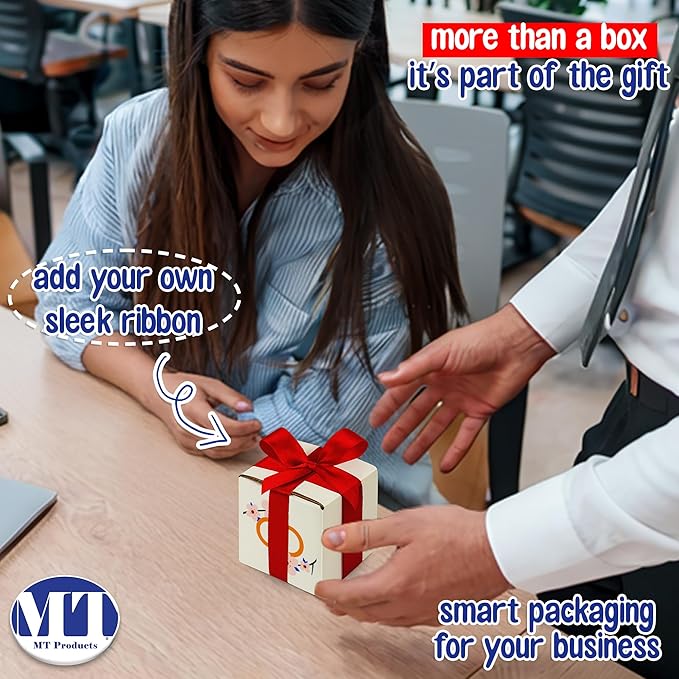 MT Products Custom Printed White Custom Shipping Boxes 4" x 4" x 4" - Personalized Mailing Boxes and for Gifting