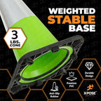 Xpose Safety 18” Lime Green Traffic Cone - 6" Reflective Collar – 24 Pack Multipurpose Premium PVC Safety Cone for Parking, Caution, Construction, Road Crews, Emergency Vehicle - DOT Approved