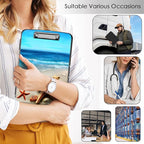 Clipboard with Storage,Office Supplies Nursing Clipboards Folder with Pen Holder Plastic Storage ClipBoard Foldable for Teacher Nurse,Beach Starfish