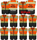 Safety Vest Customize Logo with 5 Pockets & Zipper Reflective High Visibility Vest Class 2 Outdoor Workwear