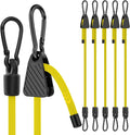Bungee Cords with Hooks, 60 Inch Yellow Adjustable Bungee Cords with Carabiner Heavy Duty Outdoor, 8mm Thick Easy to Adjust Bungee Rope UV Resistant for Tarp, Bike Rack, Garden, Tension, 6 Pack