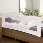 TotCraft Bed Rail for Toddlers & Infants – Universal Toddler Bed Rails for Twin, Full Size, Queen &King Beds with Thick Mattresses & Recessed beds - White 59W*23.5H (Pack of 1)