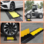 5 Channel 2 Pack Cable Protector Ramp Traffic Wire and Hose Ramp Cord Cover Heavy Duty Channels 18,000 lbs Load Capacity Cable Wire Ramp Speed Bump Driveway Cable Ramp Protective Cover