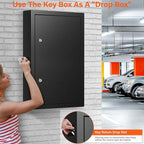 200 Keys Dual Lock Key Cabinet, Anti-Theft Key Lock Box with Key Tags, Adjustable Key Organizer Wall Safe for Car Office House Garage Rental Business