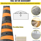 VEVOR Rubber Speed Bump (2 Pack) - 6 FT Heavy Duty 22,000 lbs Capacity for Road & Driveway, 72.8" x 12.2" x 2.2" Modular Traffic Hump, 2 Channel Floor Cord Cover for Asphalt, Concrete, Gravel