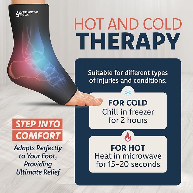 Ankle Ice Pack Wrap for Swelling, Reusable Foot Ice Pack Wrap - Cold Compression Therapy for Pain Relief, Plantar Fasciitis, Sprained Ankles, Achilles Tendonitis Relief