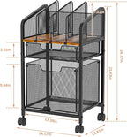 Rolling File Cabinet with Adjustable Dividers, Mobile Filing Cabinet with 2 Storage Drawers on Lockable Wheels, Hanging File Organizer Beside Under Desk for Office, Home（Patent Pending）