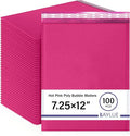 Hot Pink 7.25x12 Inch Poly Bubble Mailers #1 | Self Seal Padded Envelopes | Air Cushioned Bubble Mailer | Usable Size 7.25x11 Inch | 100 Pack Bulk | Waterproof | Lightweight Mailing Shipping Bags