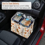 VENO 2 Pack Christmas Cooler Bag Insulated Reusable Grocery Shopping Bag, Food Delivery, Heavy Duty, Large Size, Durable Handles, Double Zippers, Lid, Collapsible (Holiday Pups, 2 Pack)
