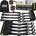AUGO Ratchet Straps Heavy Duty 4 Pack -15 FT - 2200 LB Break Strength – Ratchet Tie Down Straps with Safety Lock S Hooks - Cargo Straps for Moving, Appliances, Motorcycle – Soft Loop Tie Down Straps