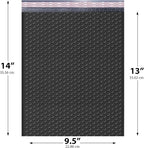 Black 10x13 Inch Poly Bubble Mailers |Self Seal Padded Envelopes for Thick books | Air Cushioned Bubble Mailer | Usable Size 9.5x13 Inch | Waterproof Lightweight Mailing Shipping Bags | 200 Pack Bulk