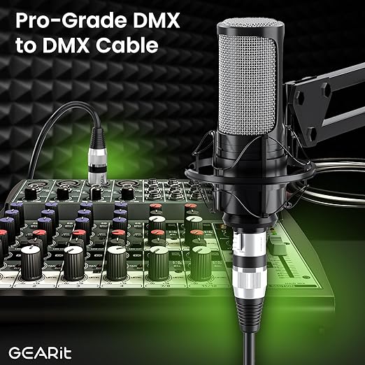 GEARit DMX to DMX Stage Lighting Cable (100 Feet, 2-Pack) DMX Male to Female (XLR Compatible) 3-Pin Balanced Shielded for DJ LED Moving Head Par Light, Mic Mixer, Recording Studio, Podcast - 100ft