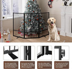 3 Panels Full Metal Freestanding Dog Gates, 60” W x 36” H Folding Pet Gate Fence with Support Feet for Indoor,Stairs, Hallways and Doorways(Black)