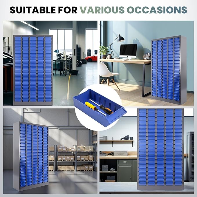 100 Drawers Nut and Bolt Organizer, 26x9x46 Stainless Steel Parts Cabinet with Shelfs & Labels Bolt Organizer for Workshop Tool & Hardware Storage and Organization (100 Drawers)