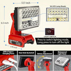 28W 2000LM Cordless LED Work Light for Milwaukee M18 18V Battery Portable Flood Lights for Outdoor Indoor Workshop Job Site, Floodlight & Spotlight Modes/Pivoting Head/USB Port(No Battery)