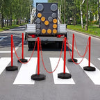 Geiserailie 12 Pack Crowd Control Stanchions Plastic Stanchions Poles with 5FT Plastic Chain Crowd Control Barrier with Fillable Base Traffic Delineator Post for Parking Lot Construction Cone (Red)